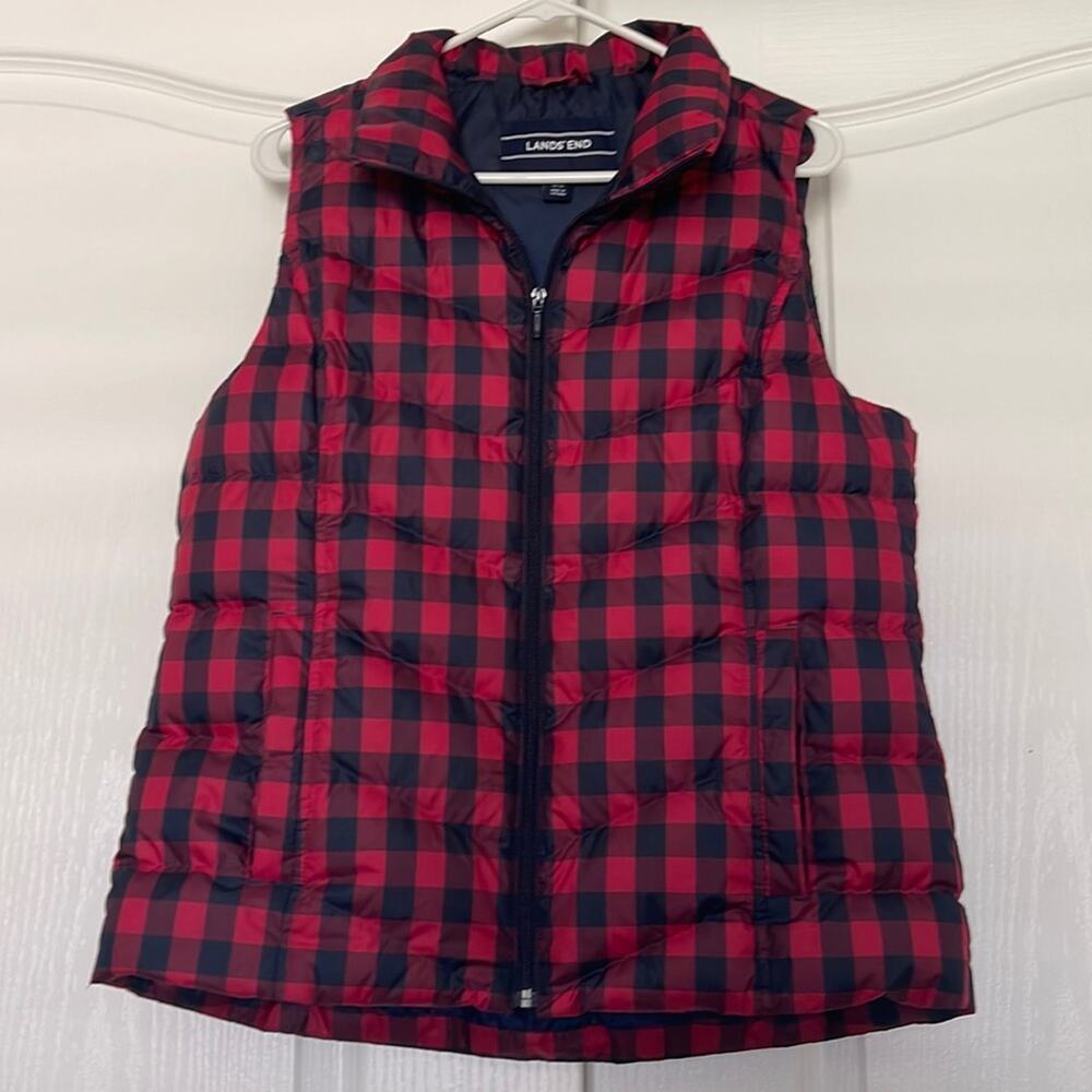 Lands’ End Plaid Puffer Vest